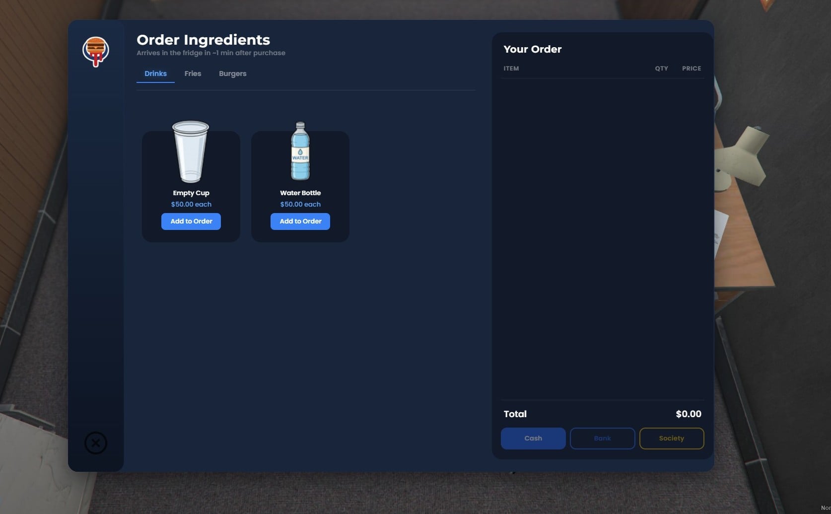 BurgerShot Job – Order ingredients